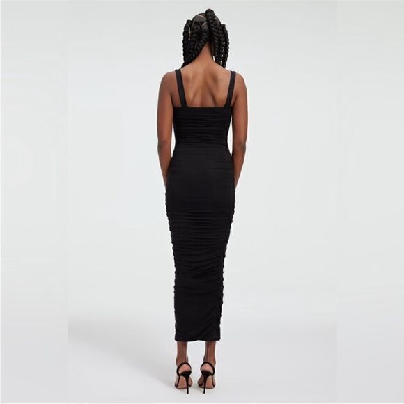 GOOD AMERICAN NWT SLINKY JERSEY MAXI TANK DRESS IN BLACK SIZE XS - Picture 5 of 10